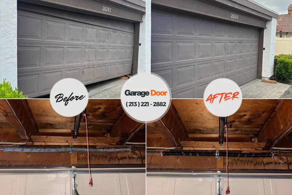 Before and after: garage door repair Bratenahl, OH
